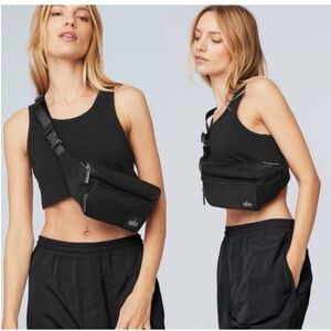 ALO Yoga Black Nylon Waist Bag with Logo Patch